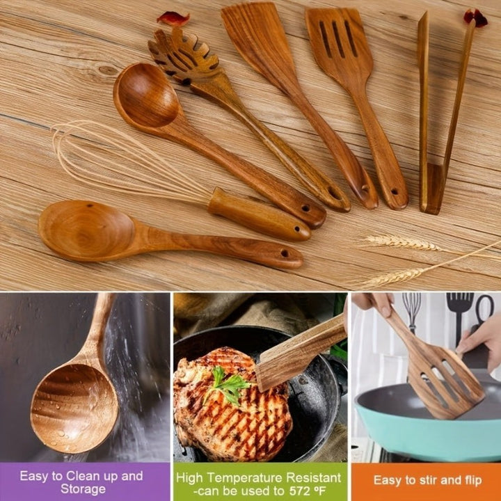 Juego de Utensilios de Cocina de Madera - 7 Piezas