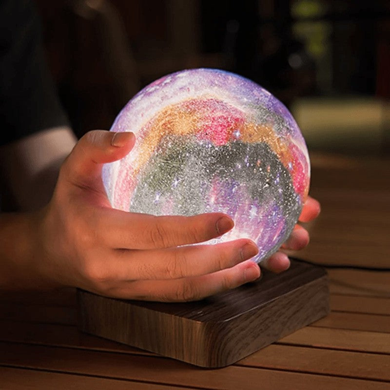 Lámpara de Luna Levitante con Base y Luz LED Multicolor