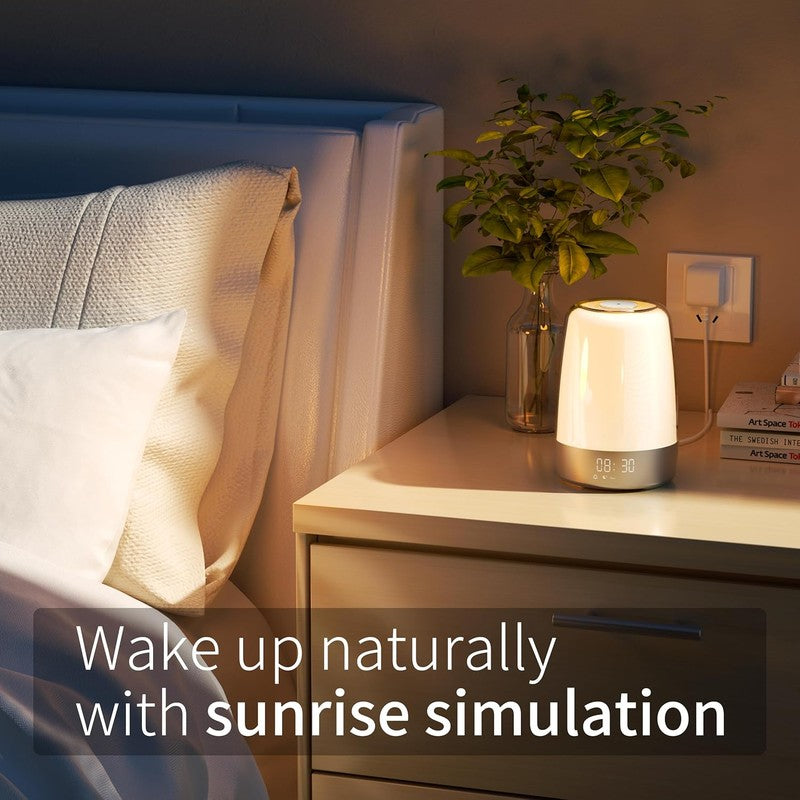 Lámpara de Mesa con Despertador - Luz de Amanecer Regulable RGB y Simulación de Amanecer