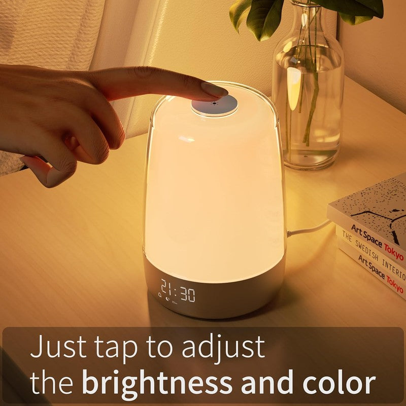 Lámpara de Mesa con Despertador - Luz de Amanecer Regulable RGB y Simulación de Amanecer