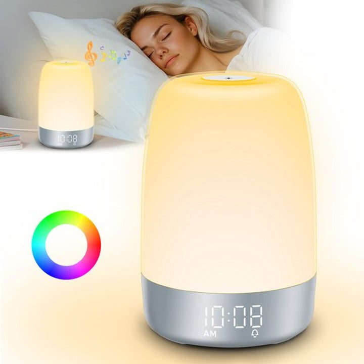 Lámpara de Mesa con Despertador - Luz de Amanecer Regulable RGB y Simulación de Amanecer