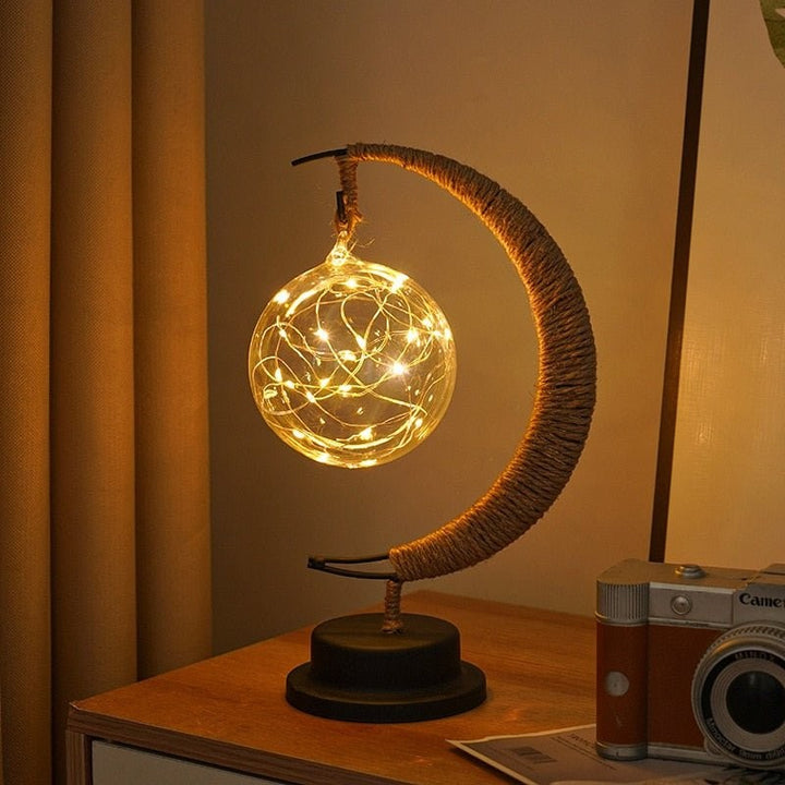 Lámpara de mesa con forma de luna y luces LED