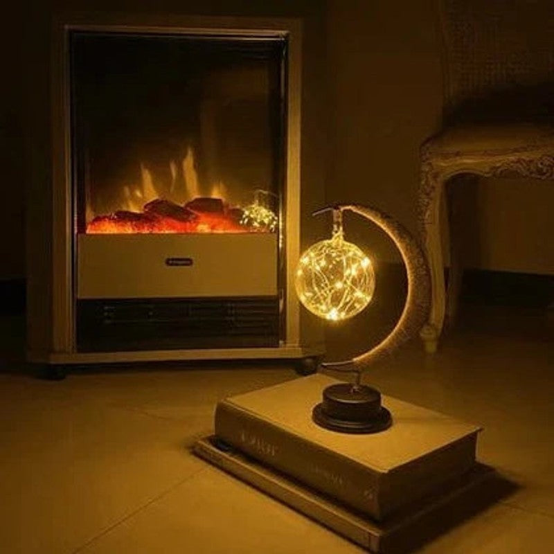 Lámpara de mesa con forma de luna y luces LED