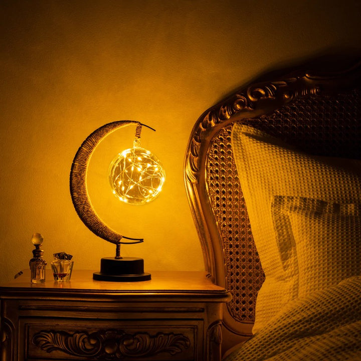 Lámpara de mesa con forma de luna y luces LED