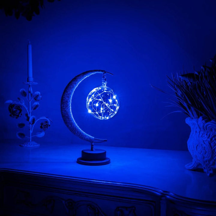 Lámpara de mesa con forma de luna y luces LED