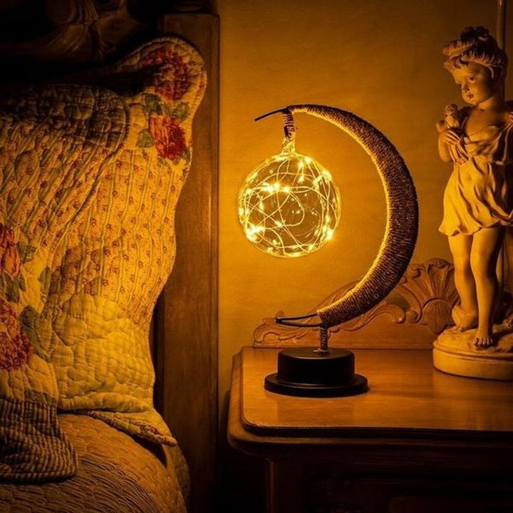 Lámpara de mesa con forma de luna y luces LED