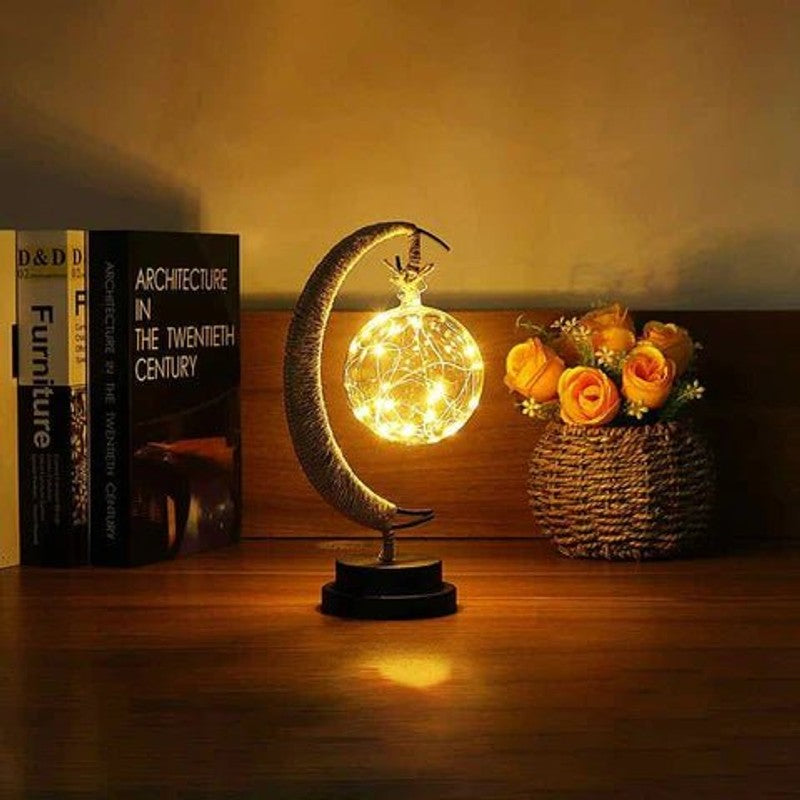 Lámpara de mesa con forma de luna y luces LED