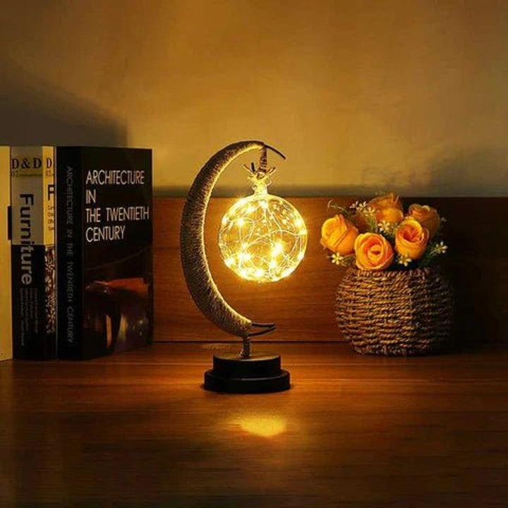 Lámpara de mesa con forma de luna y luces LED
