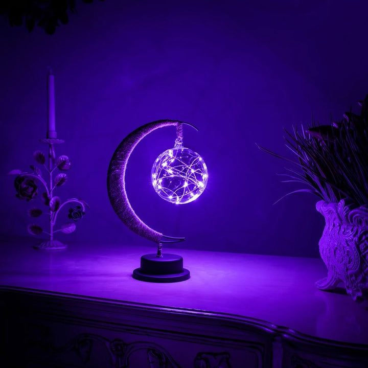 Lámpara de mesa con forma de luna y luces LED
