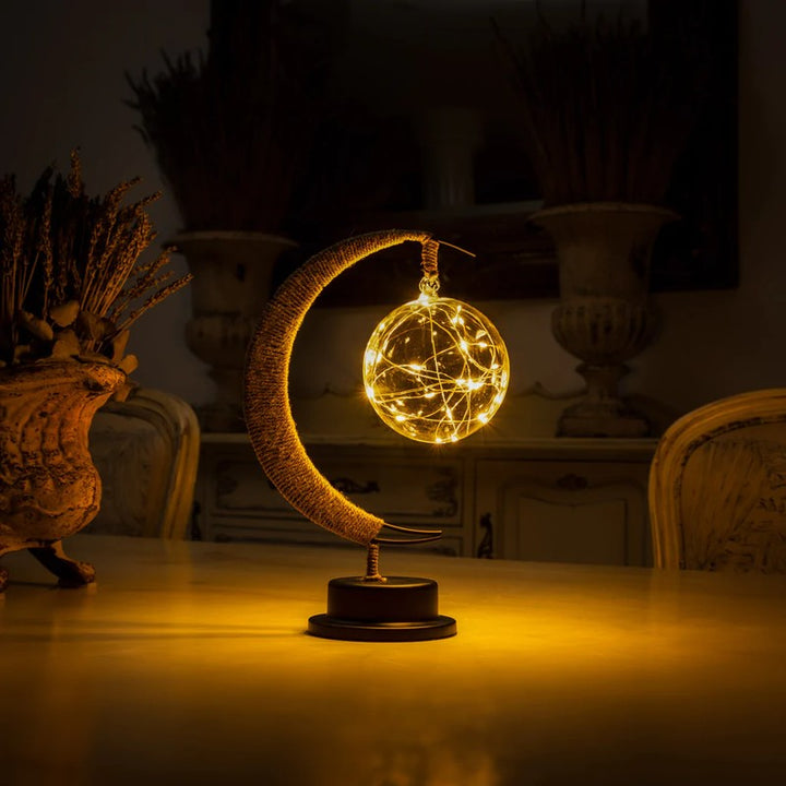 Lámpara de mesa con forma de luna y luces LED