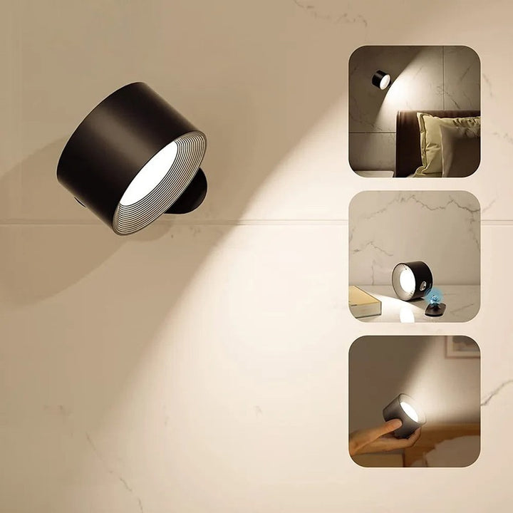 Lámpara de pared inalámbrica recargable - Diseño moderno con rotación 360°