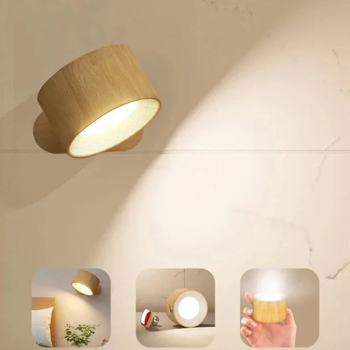 Lámpara de pared inalámbrica recargable - Diseño moderno con rotación 360°