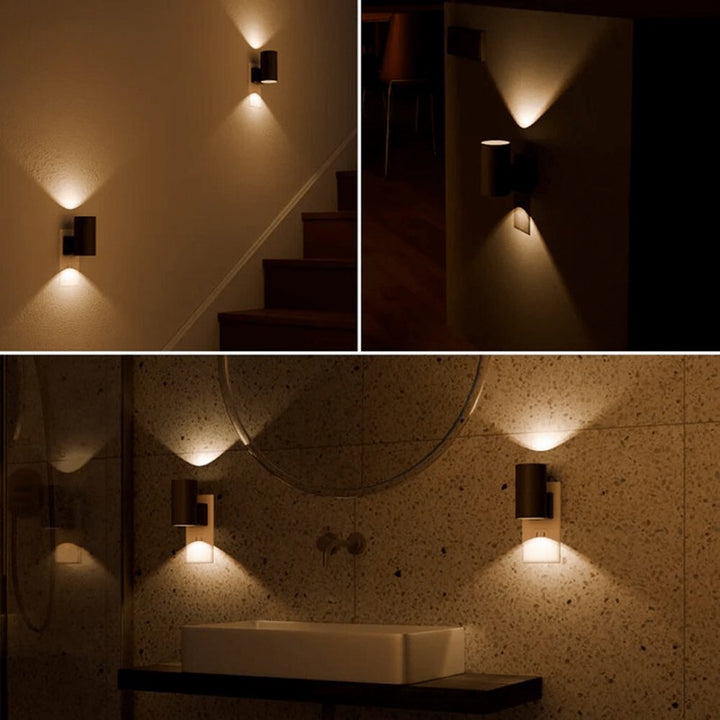 Lámpara de pared LED regulable con sensor de luz - Negro mate