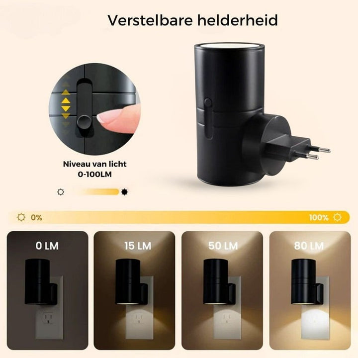 Lámpara de pared LED regulable con sensor de luz - Negro mate