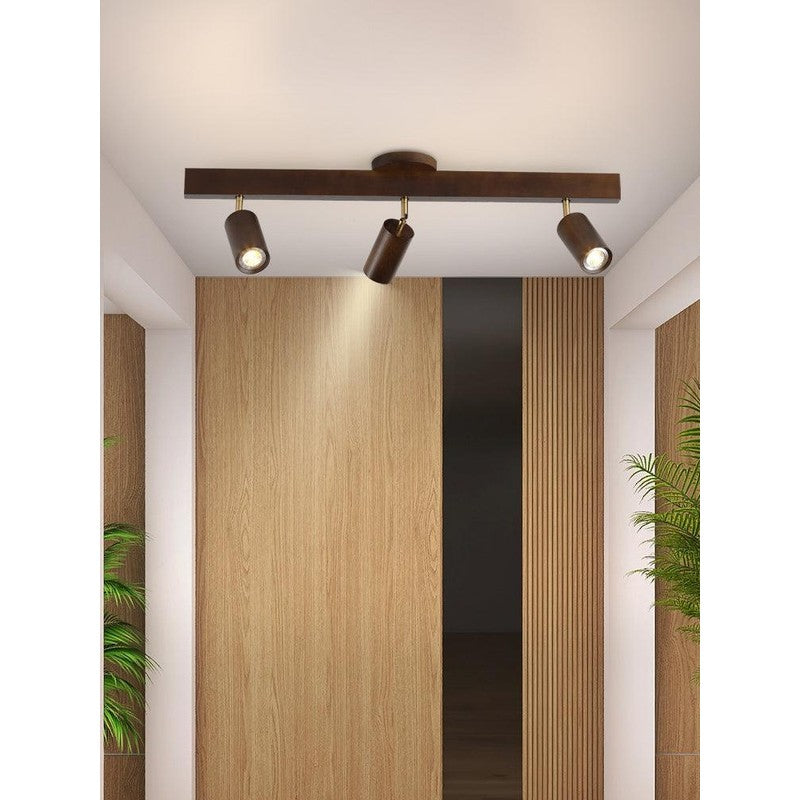 Lámpara de techo con focos ajustables - Diseño minimalista en madera