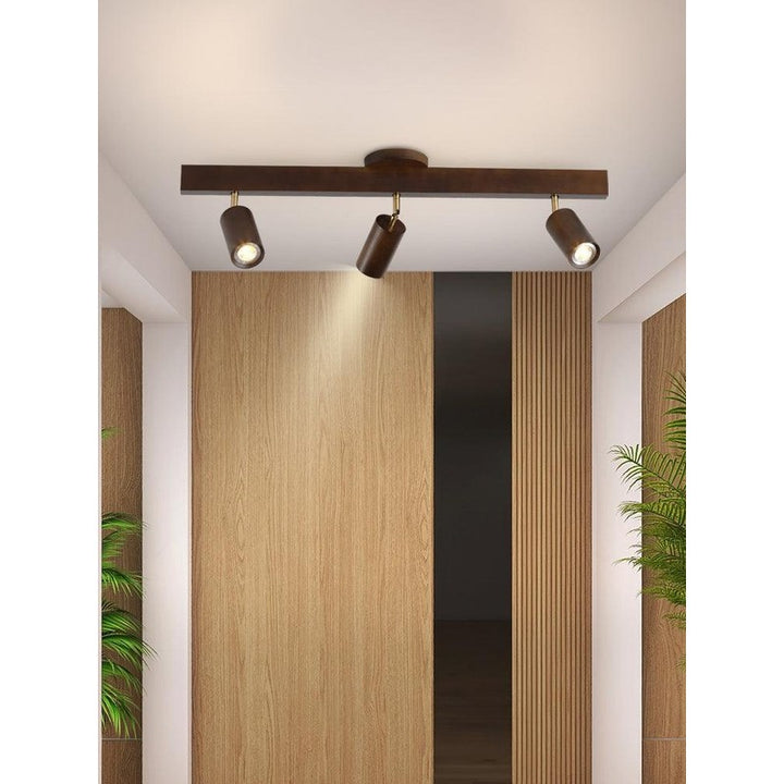 Lámpara de techo con focos ajustables - Diseño minimalista en madera