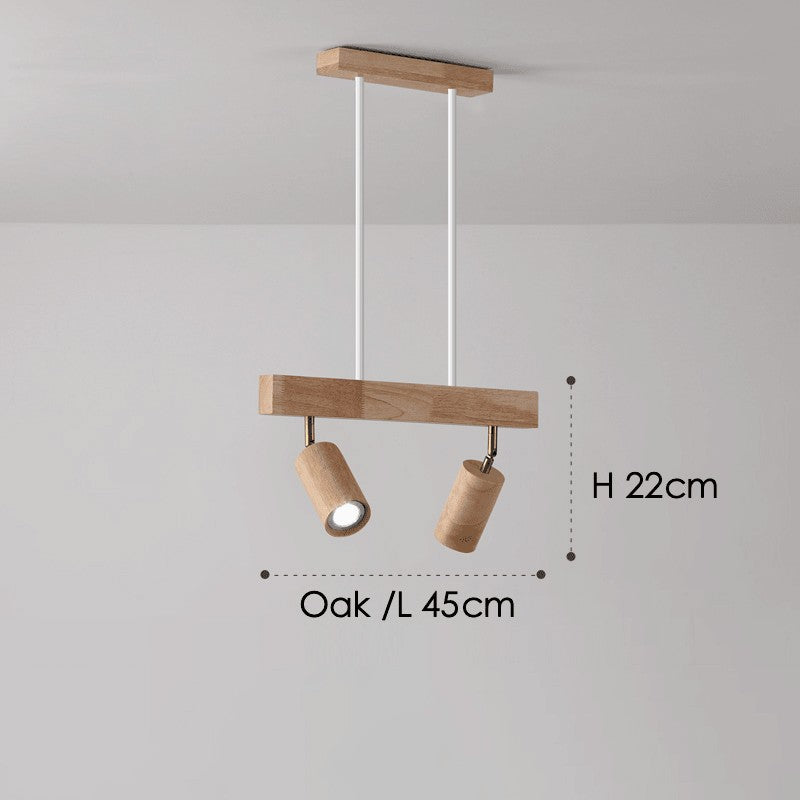 Lámpara de techo con focos ajustables - Diseño minimalista en madera