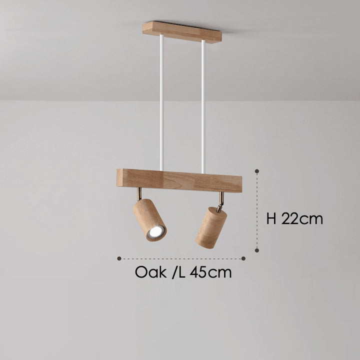 Lámpara de techo con focos ajustables - Diseño minimalista en madera