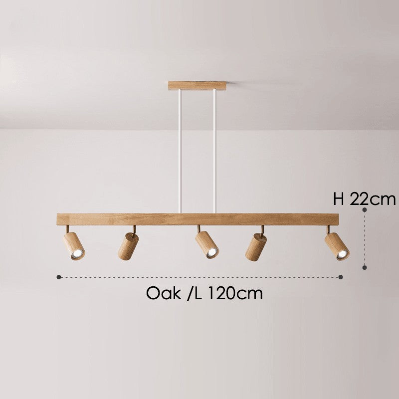 Lámpara de techo con focos ajustables - Diseño minimalista en madera