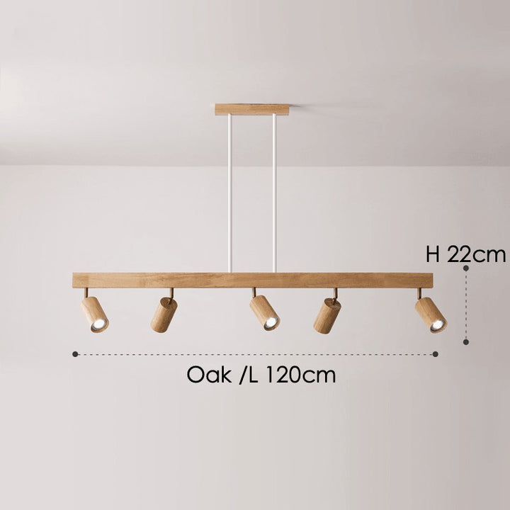 Lámpara de techo con focos ajustables - Diseño minimalista en madera