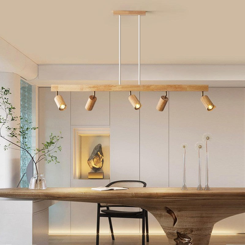 Lámpara de techo con focos ajustables - Diseño minimalista en madera