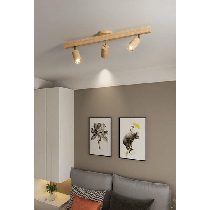 Lámpara de techo con focos ajustables - Diseño minimalista en madera