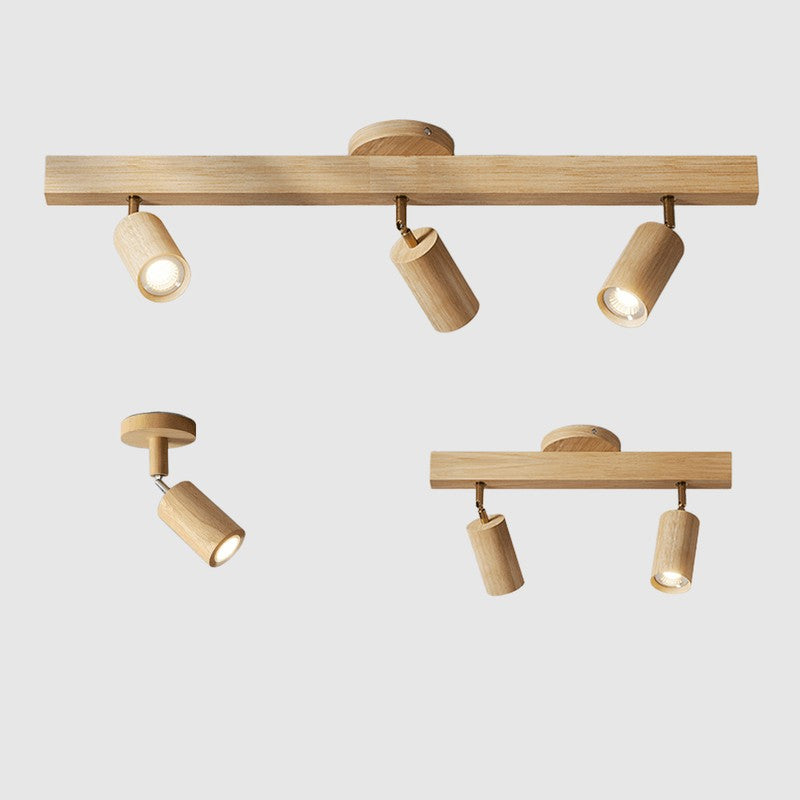 Lámpara de techo con focos ajustables - Diseño minimalista en madera