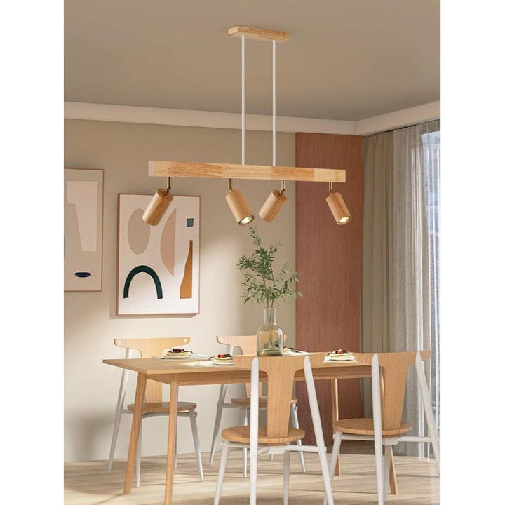 Lámpara de techo con focos ajustables - Diseño minimalista en madera