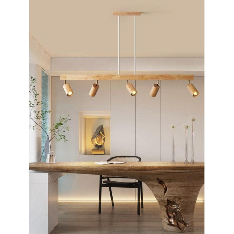 Lámpara de techo con focos ajustables - Diseño minimalista en madera