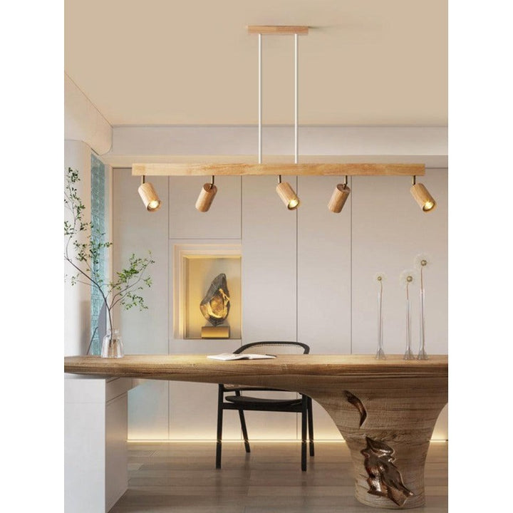 Lámpara de techo con focos ajustables - Diseño minimalista en madera