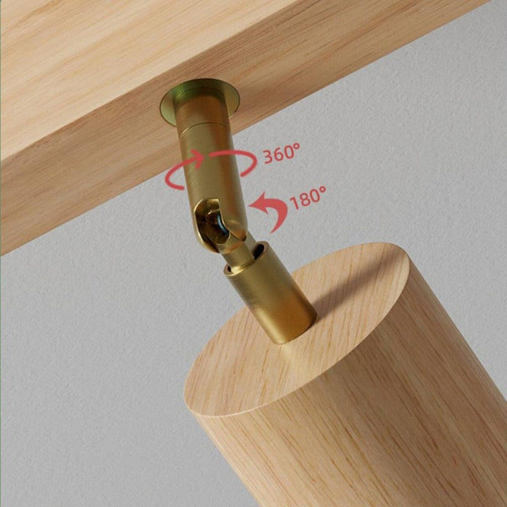 Lámpara de techo con focos ajustables - Diseño minimalista en madera