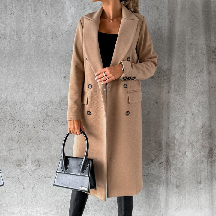 Abrigo Cruzado con Solapas – Camel