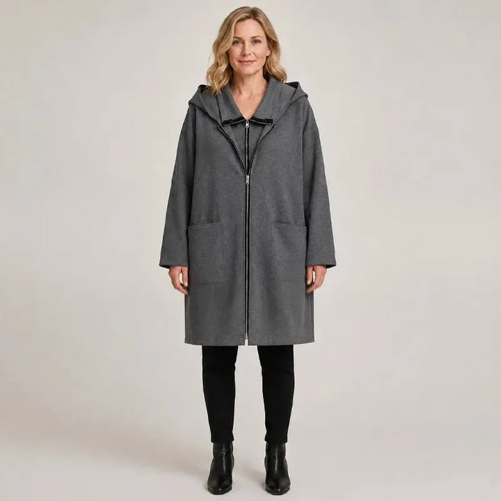 Abrigo Holgado con Cremallera – Gris