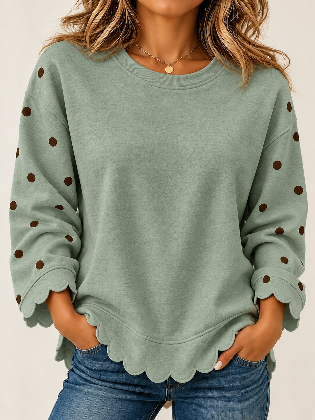 Blusa Holgada de Lunares – Verde