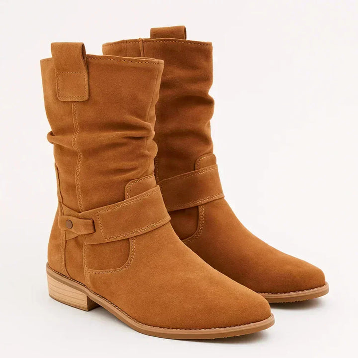 Botas de Media Caña Fruncidas – Marrón