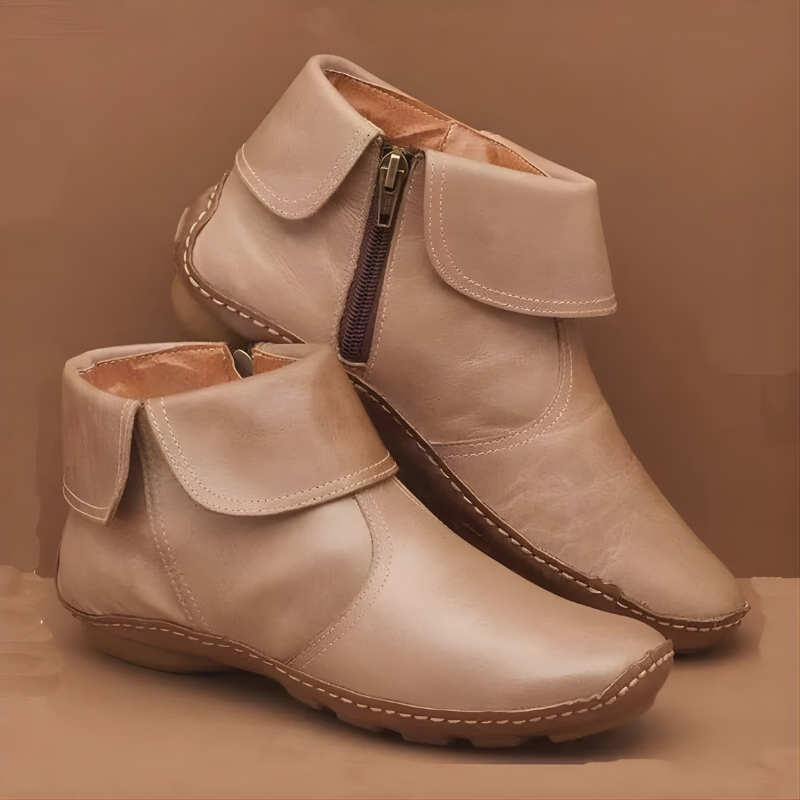 Botines con Cuello Vuelto – Beige