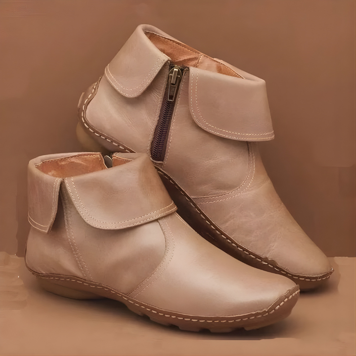 Botines con Cuello Vuelto – Beige