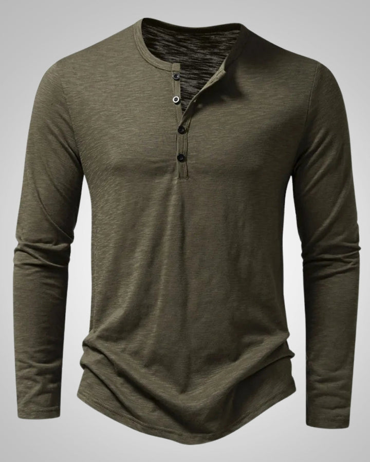 Camiseta Relajada con Botones – Verde Oliva