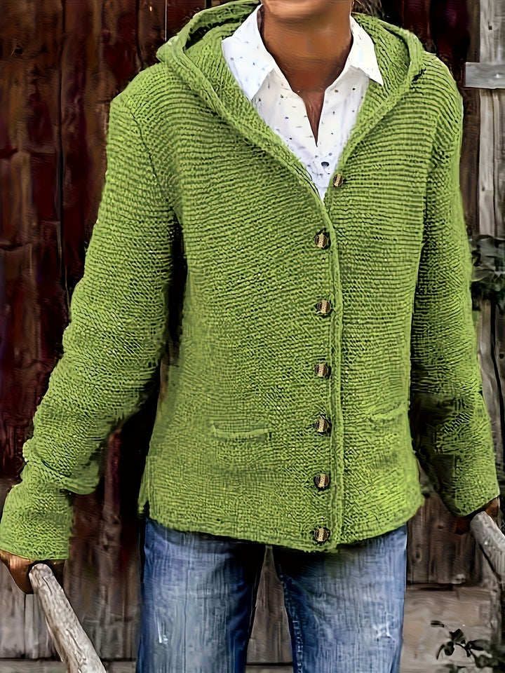 Cárdigan Casual con Capucha – Verde