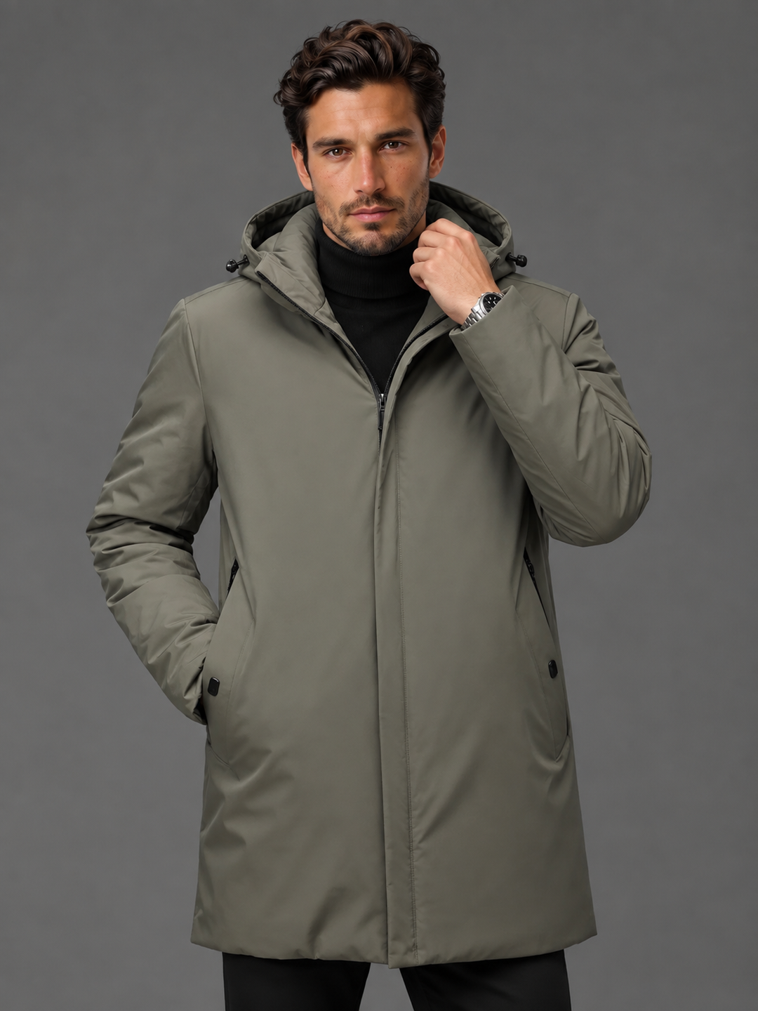 Chaqueta Recta con Capucha