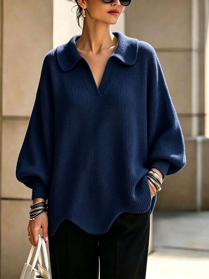 Jersey con Cuello Camisero – Azul Marino