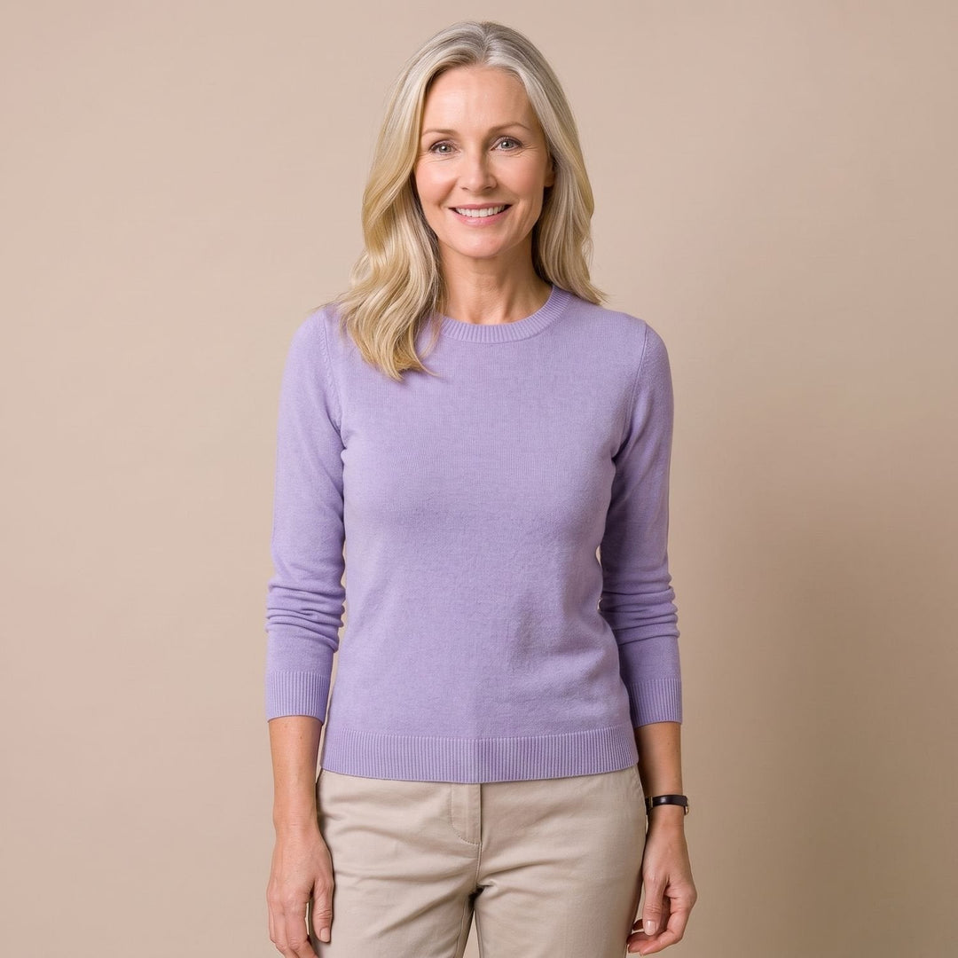 Jersey Entallado de Cuello Redondo – Lavanda