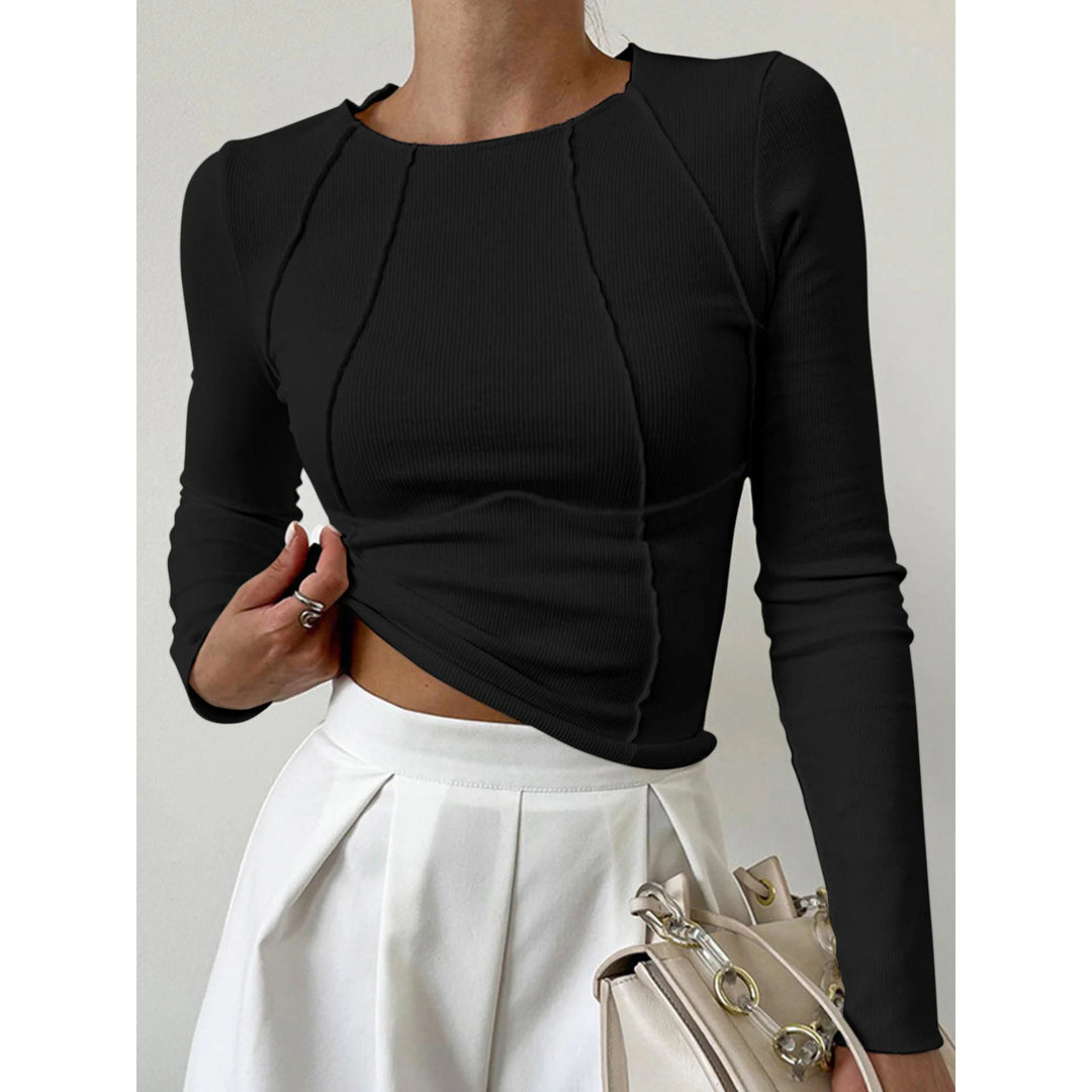 Top Ajustado de Manga Larga – Negro