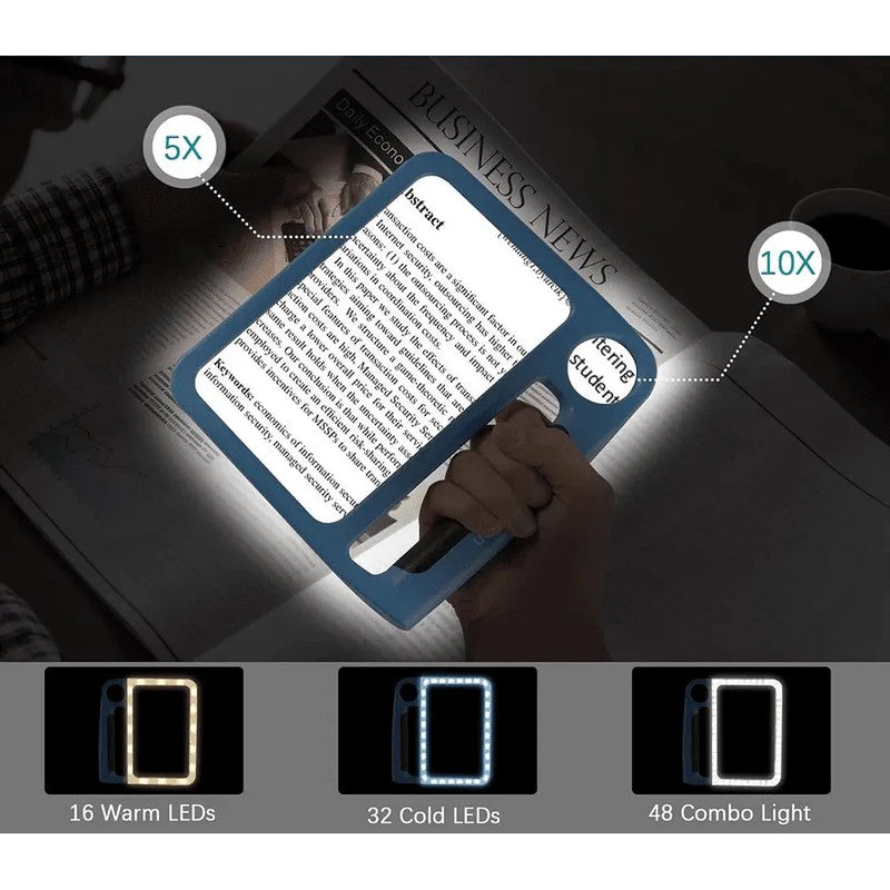 Lupa de lectura LED con luz - Naranja y Azul