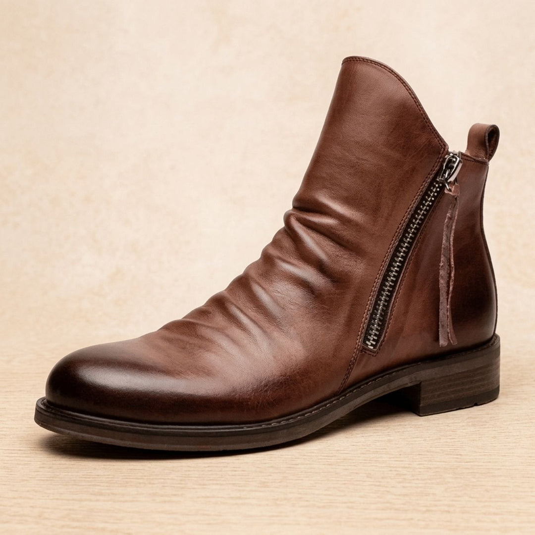 Botines Tobilleros con Cremallera – Marrón