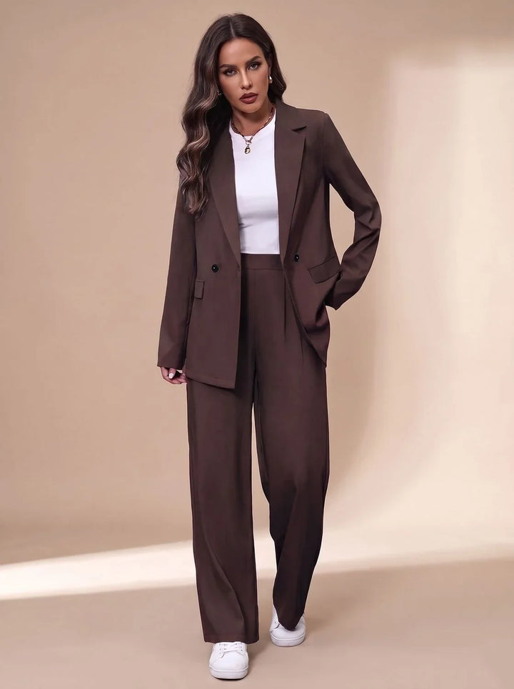 Conjunto de Chaqueta y Pantalón – Marrón Oscuro