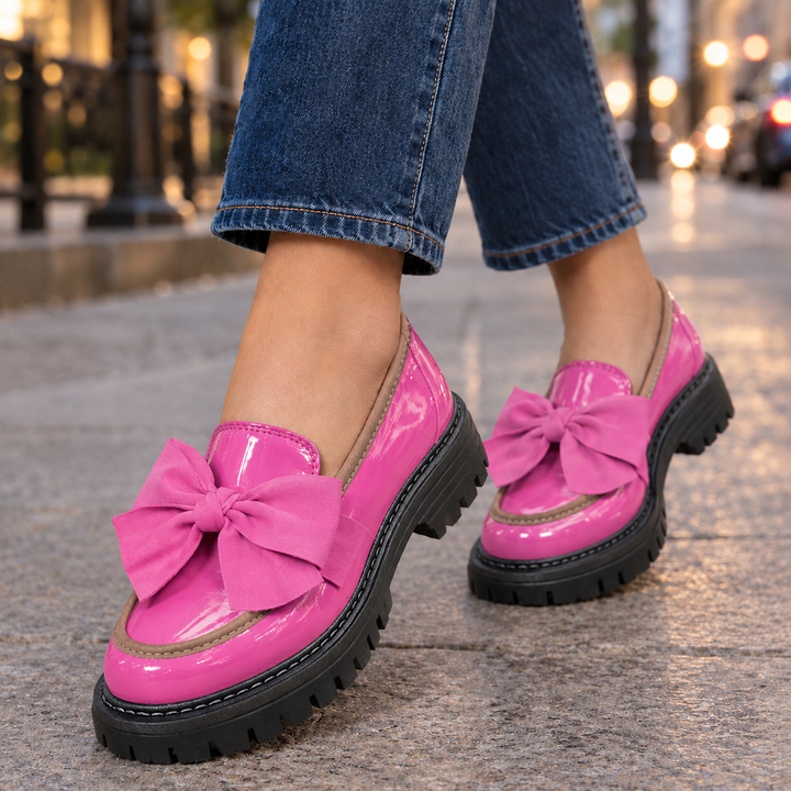 Mocasines con Lazo Decorativo – Rosa