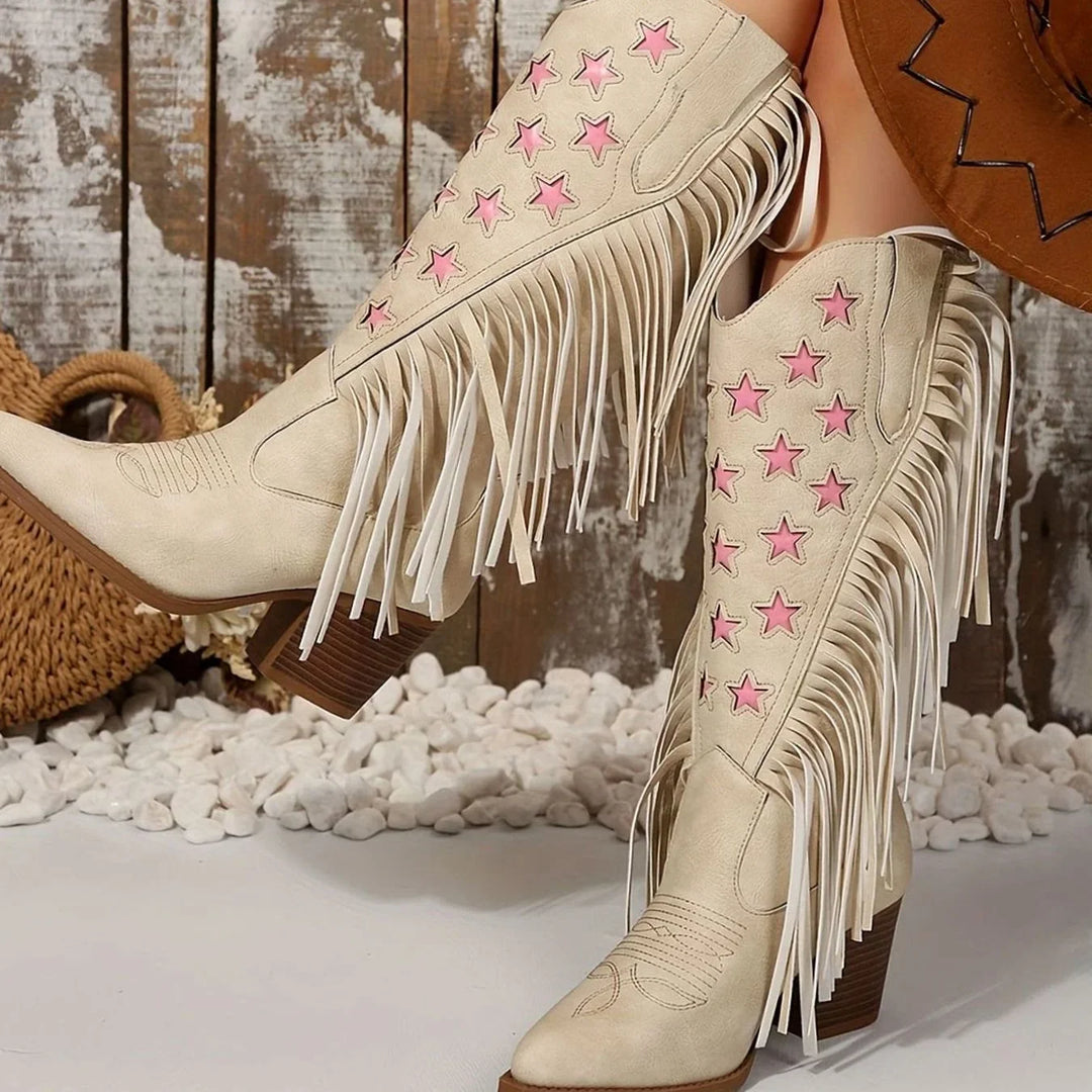 Botas Camperas con Flecos – Beige