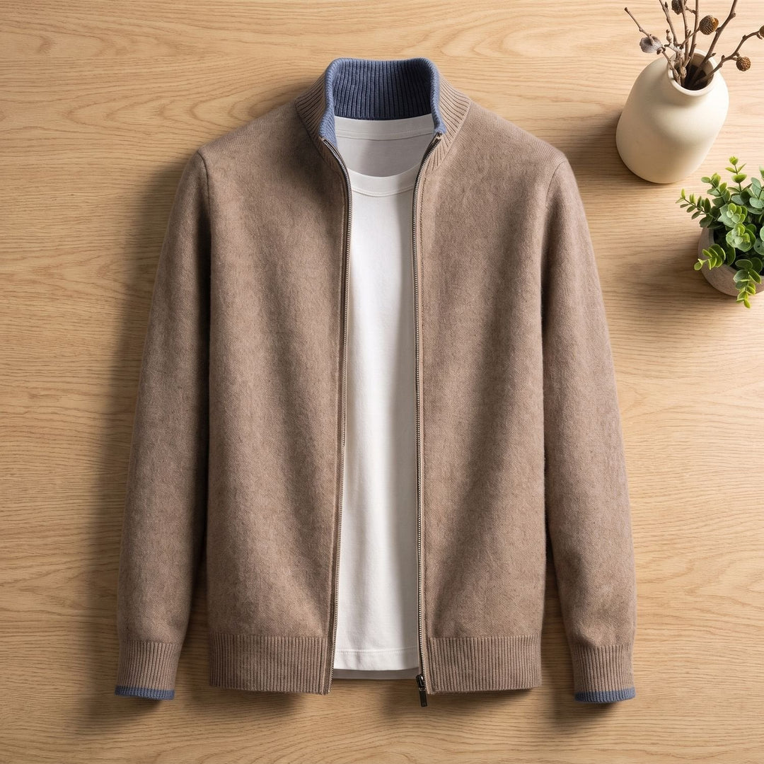 Cárdigan con Cuello Alto – Camel