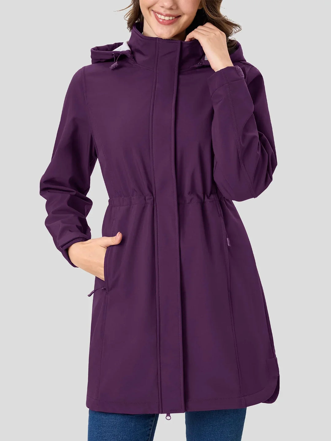 Chaqueta Ajustable con Capucha – Rojo Violeta